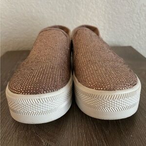 G by Guess Rose Gold Sparkly Slip On Platform Sneakers